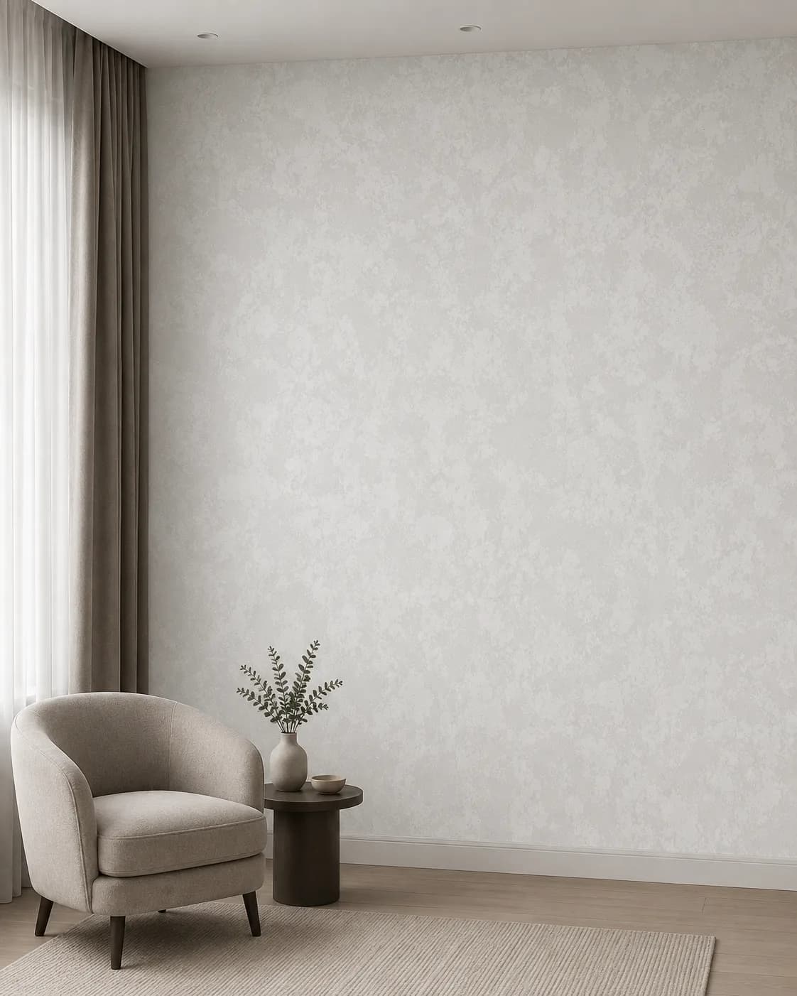کاغذ دیواری برجسته اکلیلی White Wall کد 11006 - تصویر 2