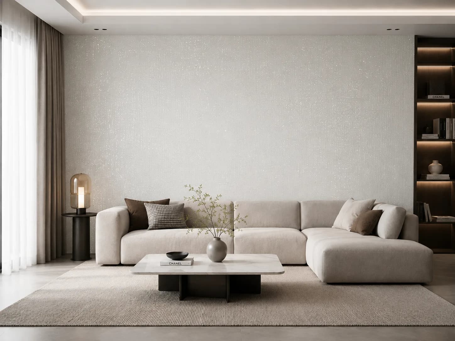 کاغذ دیواری برجسته اکلیلی White Wall کد 11002 - تصویر 2