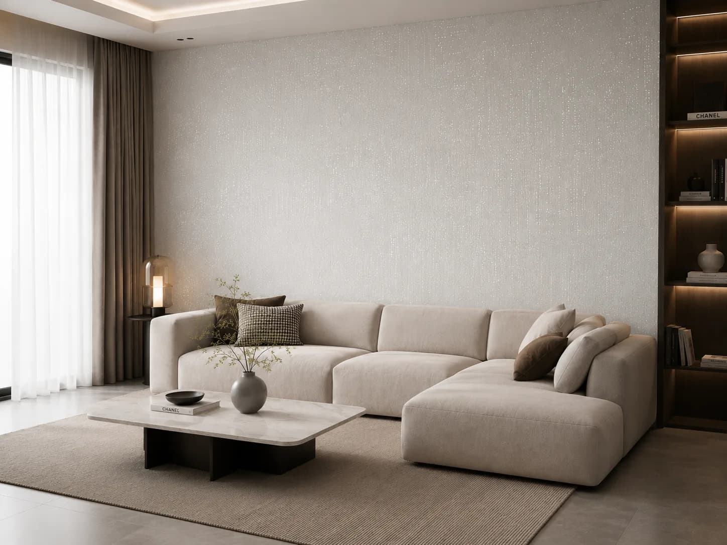 کاغذ دیواری برجسته اکلیلی White Wall کد 11002 - تصویر 3