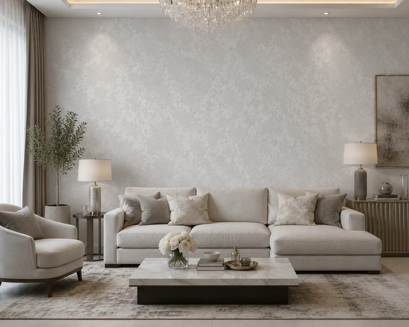 کاغذ دیواری صاف اکلیلی White Wall کد 11008 - تصویر 2