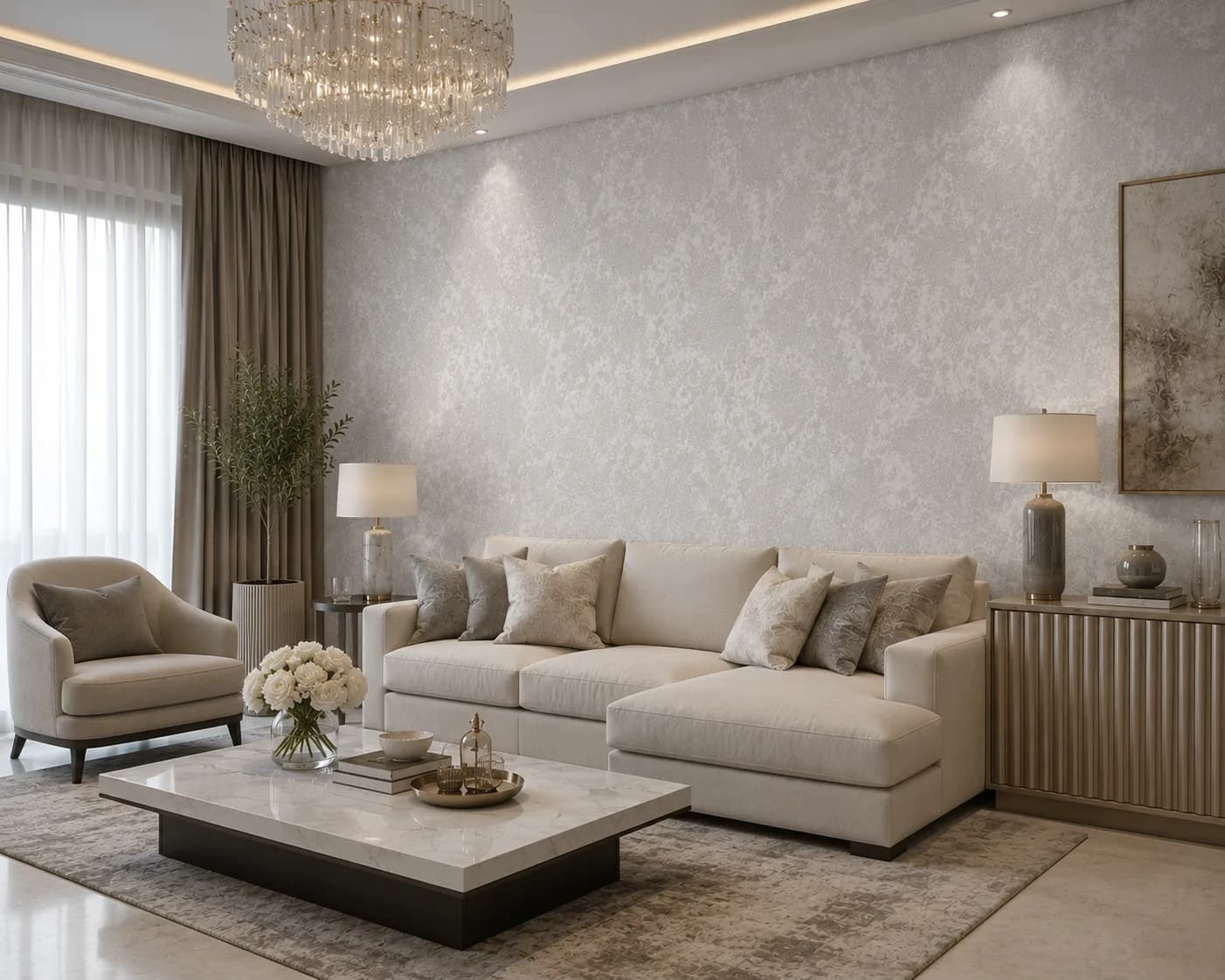 کاغذ دیواری صاف اکلیلی White Wall کد 11008 - تصویر 3